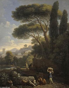 Landscape With A Fountain — Jan Frans Van Bloemen, Rococo