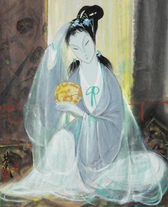 Lady With A Mirror — Lin Fengmian Flying Geese Over The Lotus Pond