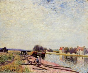 Barges On The Loing, Saint Mammes — Alfred Sisley