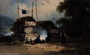 A Riverside Encampment, China — George Chinnery