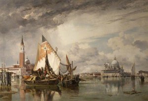 San Giorgio Maggiore And The Salute, Venice, With Fishing Craft Of Chioggia And The Lagoon — Edward William Cooke