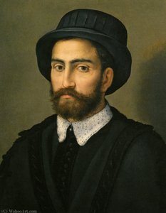 Portrait Of A Man Bust Length Wearing A Black Coat And Hat — Pierfrancesco Di Jacopo Foschi