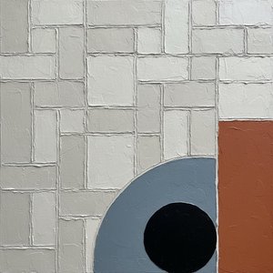 Monolithic Fragments Of Time In Sculptural Earth And Slate Blue Relief — Laurent Fabre, Neo-abstract Art (modern Abstract Compositions)