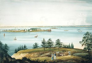 The Bay Of New York And Governors Island Taken From Brooklyn Heights — William Guy Wall