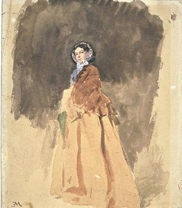 Retrato de Madame Sabatier, sosteniendo un pequeño paraguas verde