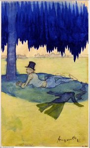 Man sheltering beneath a tree