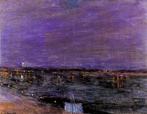 El puerto de El Havre de noche