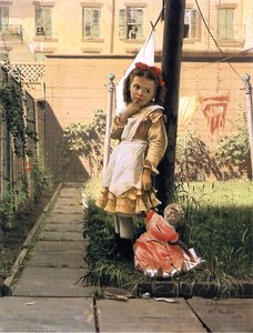 Young Girl In A New York Garden — John George Brown