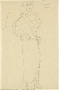 Studie Für Ein Porträt Einer Frau Zum Rechten Gesicht — Gustav Klimt, Art Nouveau