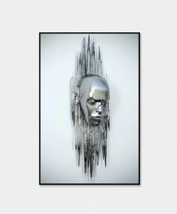 Polished Metal Figure Sculpture With Acrylic Drips