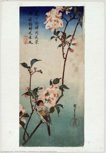 Small Bird On A Branch Of Kaidozakura — Ando Hiroshige, Ukiyo E