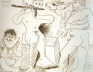 Hombre Con Cordero, Hombre Comiendo Sandía Y Flautista — Pablo Picasso