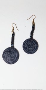 African Heritage earrings of Kisii soapstone, glass beads and coconut shells