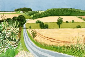 Roads And Cornfields, East Yorkshire — David Hockney