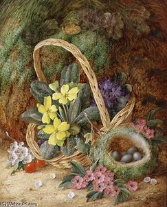 Still Life With Primroses And A Bird's Nest — Vincent Clare