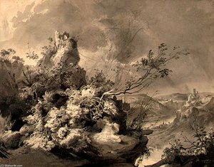 Uined Towers Overlooking The Rhine — Karl Bodmer