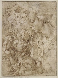 Studies For A Holy Family — Michelangelo Buonarroti, High Renaissance