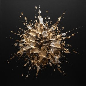 Celestial Fracture: A Spontaneous Explosion of Gilded Bronze and Radiant Silver Light