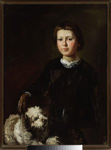 Portrait Of Artist’s Won With A Dog — Piotr Michałowski