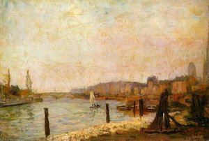 View Of Rouen In Winter — Albert-charles Lebourg