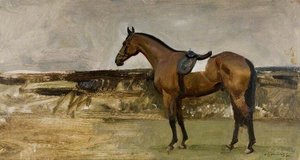 Ein Brauner Hengst Landschaftlich — Sir Alfred James Munnings