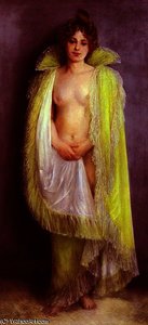 Femme en deshabille vert