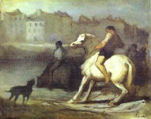 The Horses Drink — Honoré Daumier
