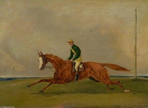 A Chestnut With The Jockey Up, With Green Colours — Henry Thomas Alken