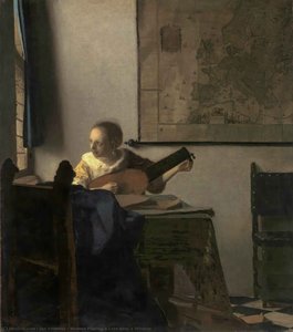Mujer Tocando Laúd Cerca De Una Ventana — Johannes Vermeer, Edad Dorada Holandesa