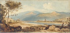 Machynlleth, Powys, From The River Dovey, Wales — John Varley I (the Older)