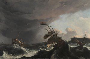 Warships In A Heavy Storm, Ludolf Bakhuysen, C. 1695 — Ludolf Backhuysen