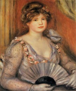 Woman With A Fan — Pierre-auguste Renoir, Impressionistic Painting