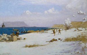 Troops Landing On C Beach, Suvla Bay, Later In The Day, 7 August 1915 — Norman Wilkinson