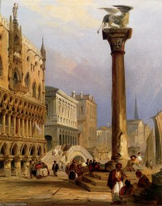 A View Of St Marks Column And The Doges Palace Venice — Edward Pritchett