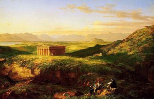 The Temple Of Segesta With The Artist Sketching — Thomas Cole