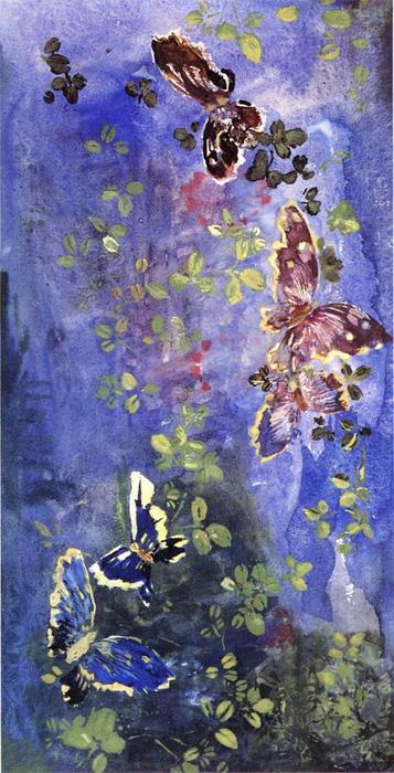 Butterflies And Foliage — John La Farge
