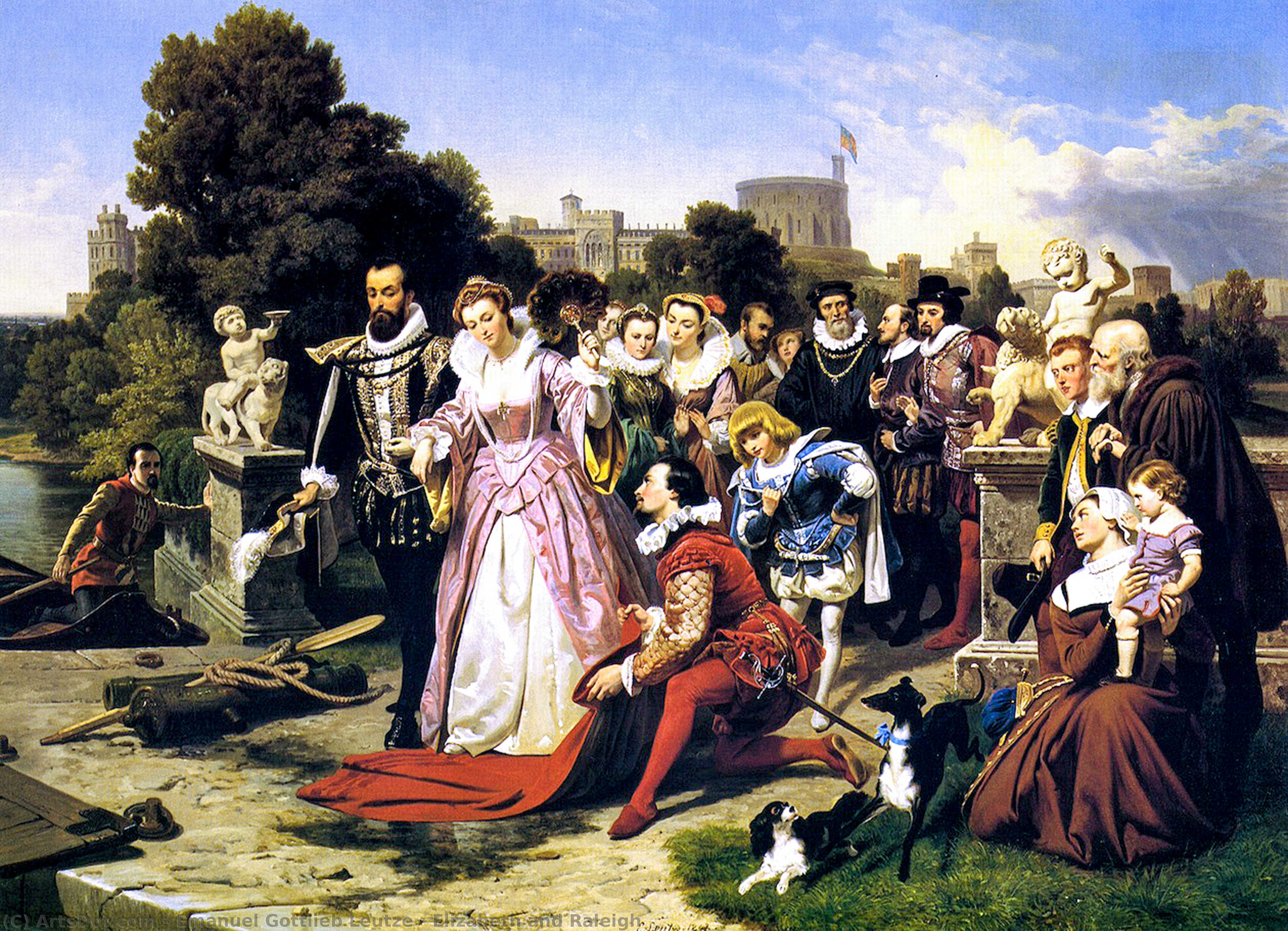 Elizabeth And Raleigh — Emanuel Gottlieb Leutze