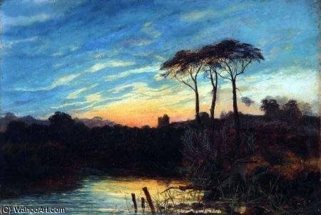 River Scene At Sunset With Castle To Distance — Alfred I Glendening