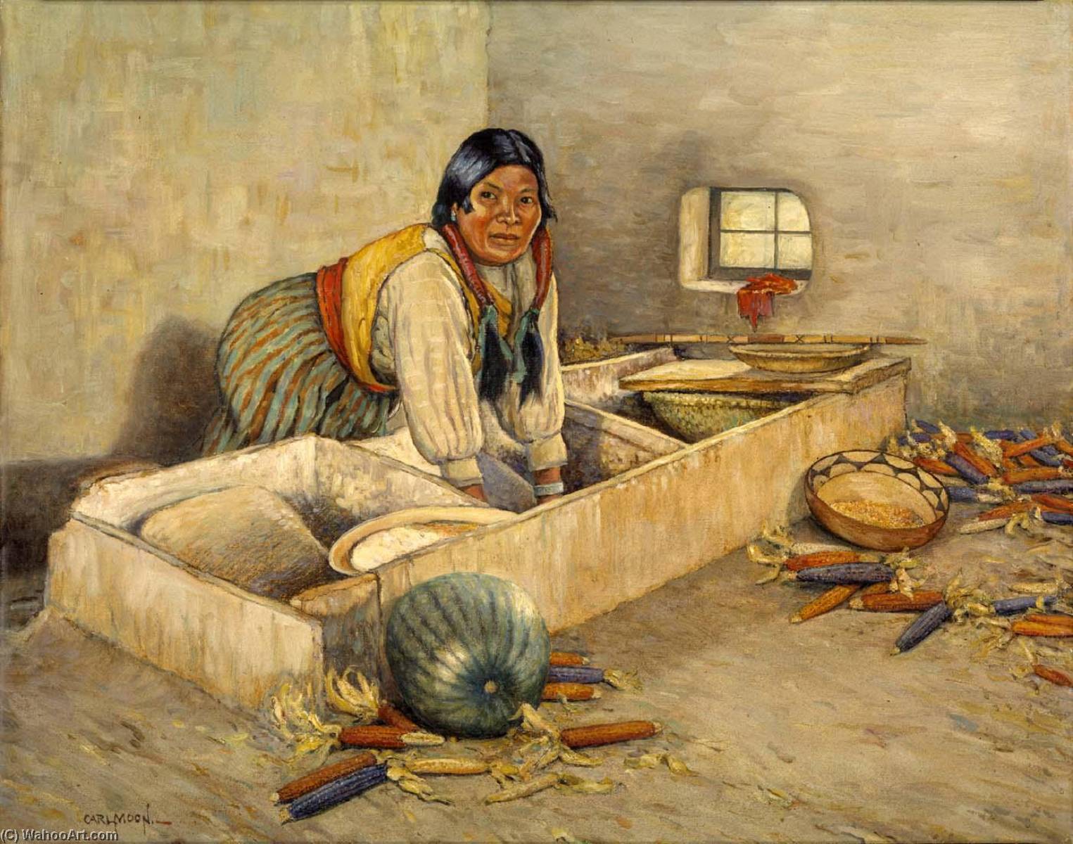 Hopi Woman Grinding Corn — Carl Moon