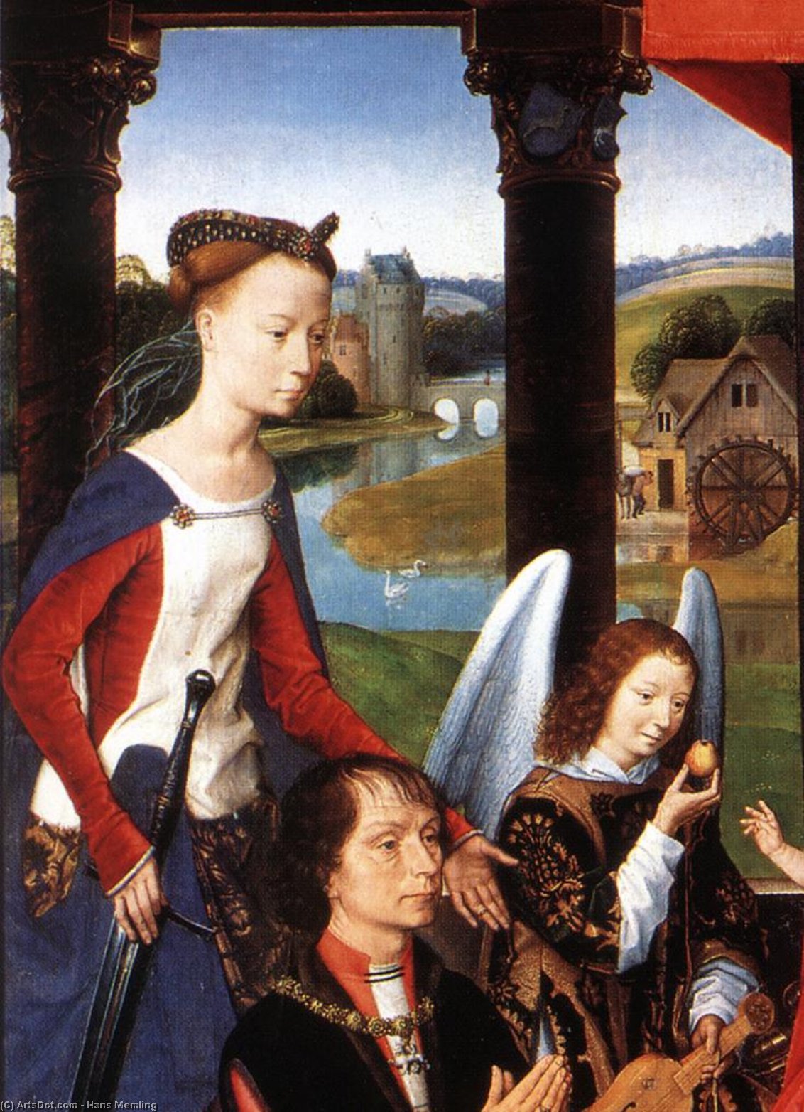 The Donne Triptych (detail 3) - (central Panel) — Memling, Hans