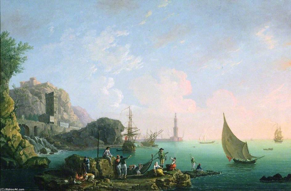 Italian Port Scene, Sunrise — Thomas Patch