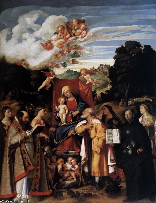 Virgin Enthroned With Angels And Saints — Giovanni Cariani