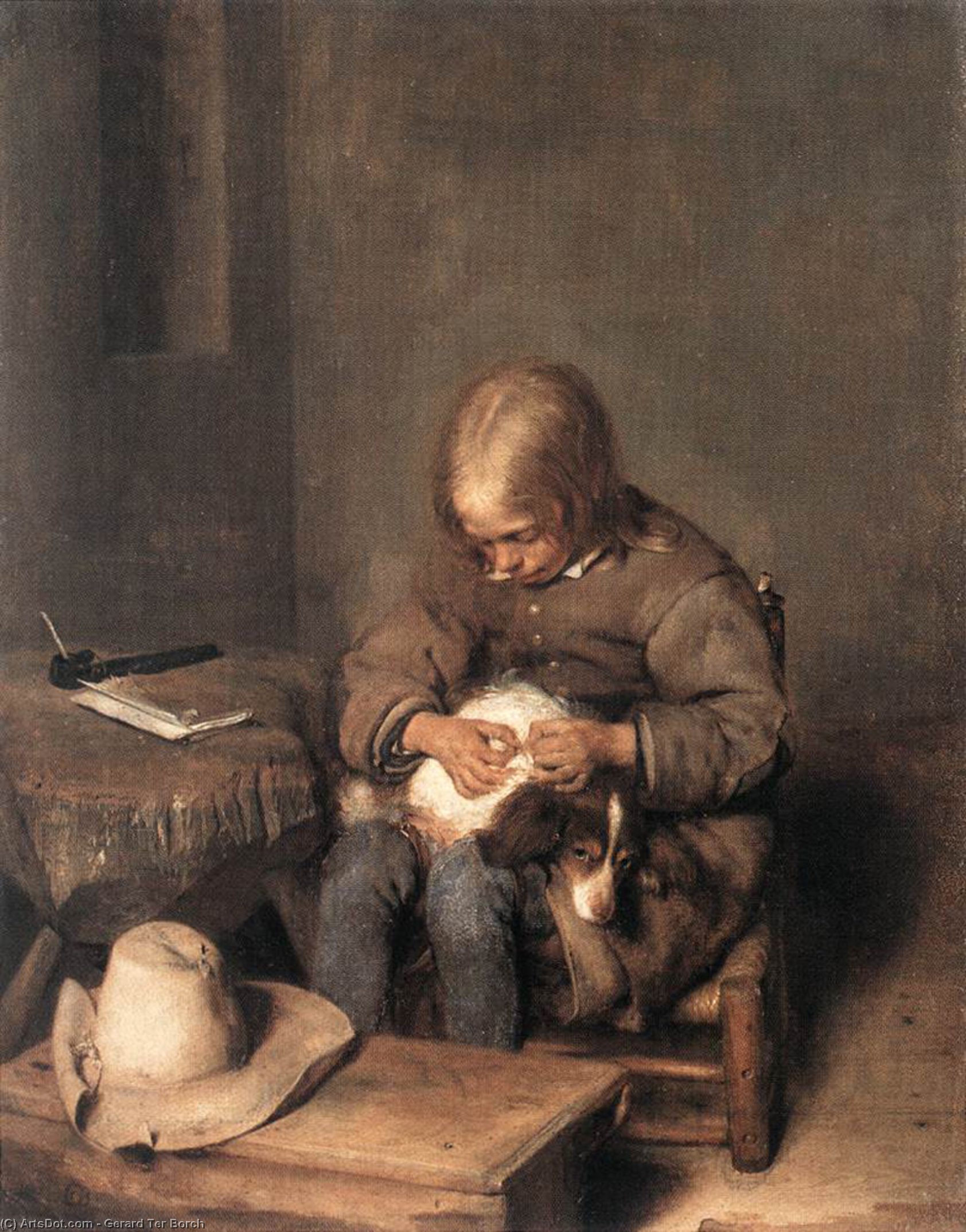 The Flea-catcher (boy With His Dog) — Gerard Ter Borch