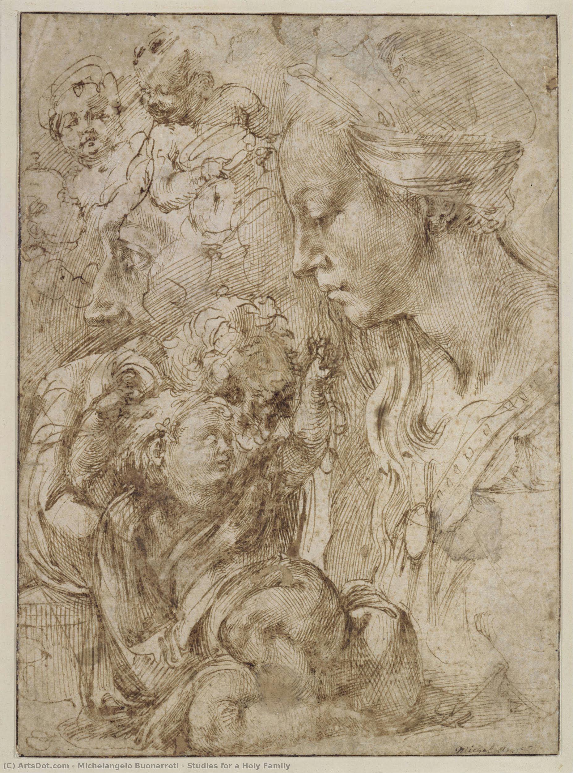 Studies For A Holy Family — Michelangelo Buonarroti
