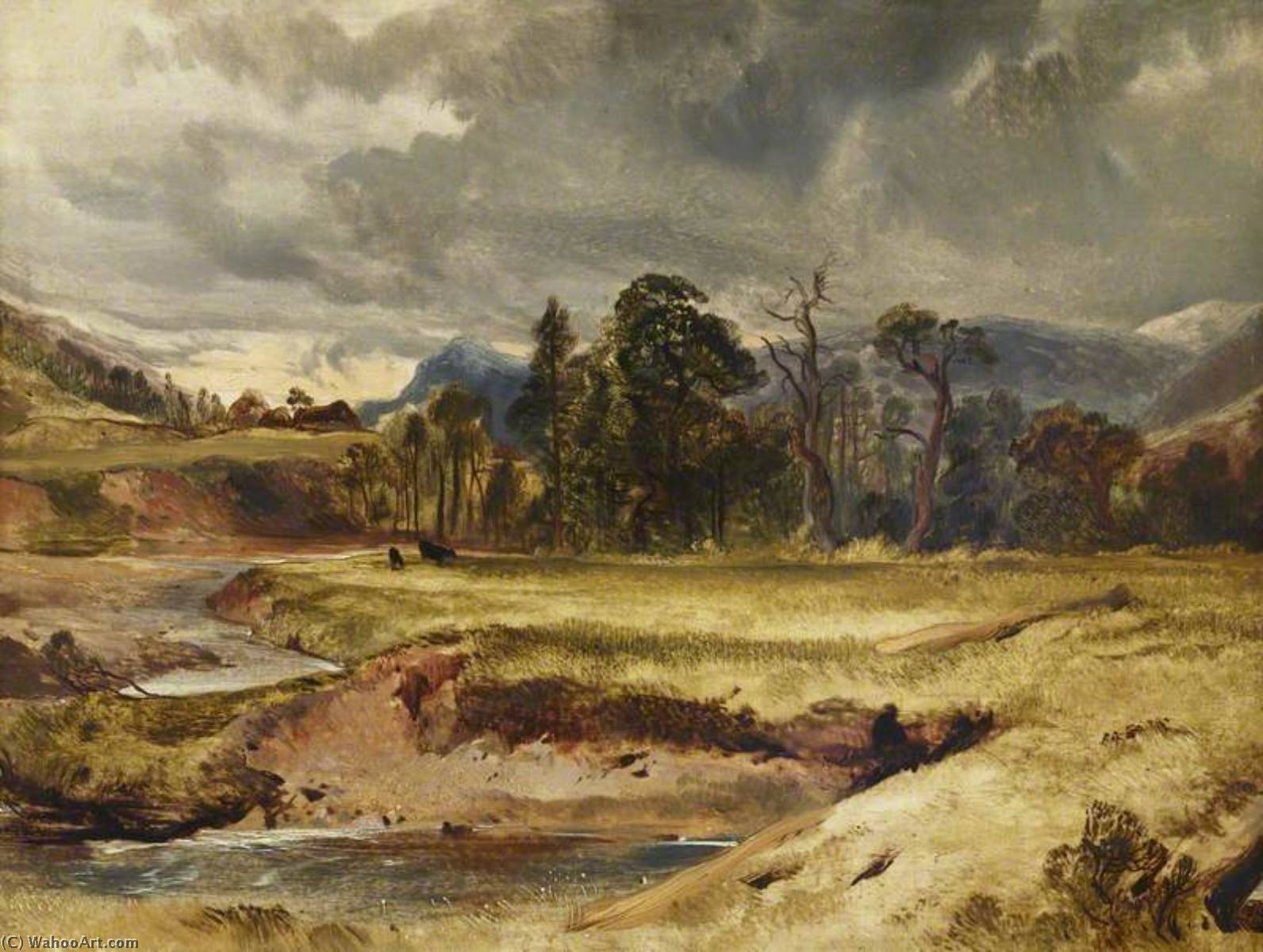 Scottish River Scene With Cattle In A Meadow — Sir Edwin Henry Landseer