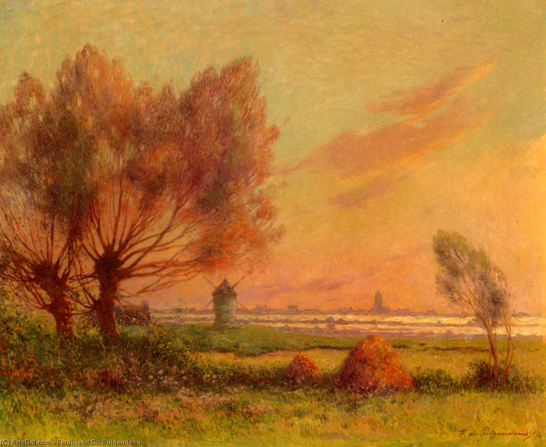 Soleil Couchant Sur Les Marais Salants — Ferdinand Du Puigaudeau