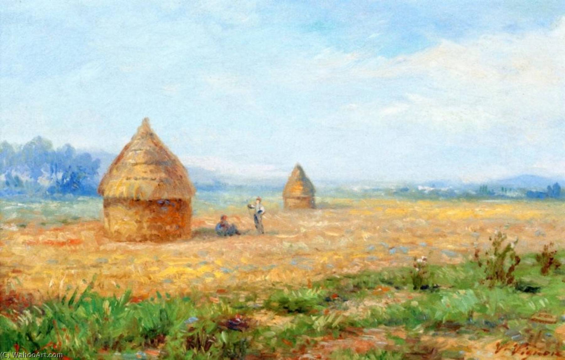 Field Of Wheat With Haystacks — Victor Vignon