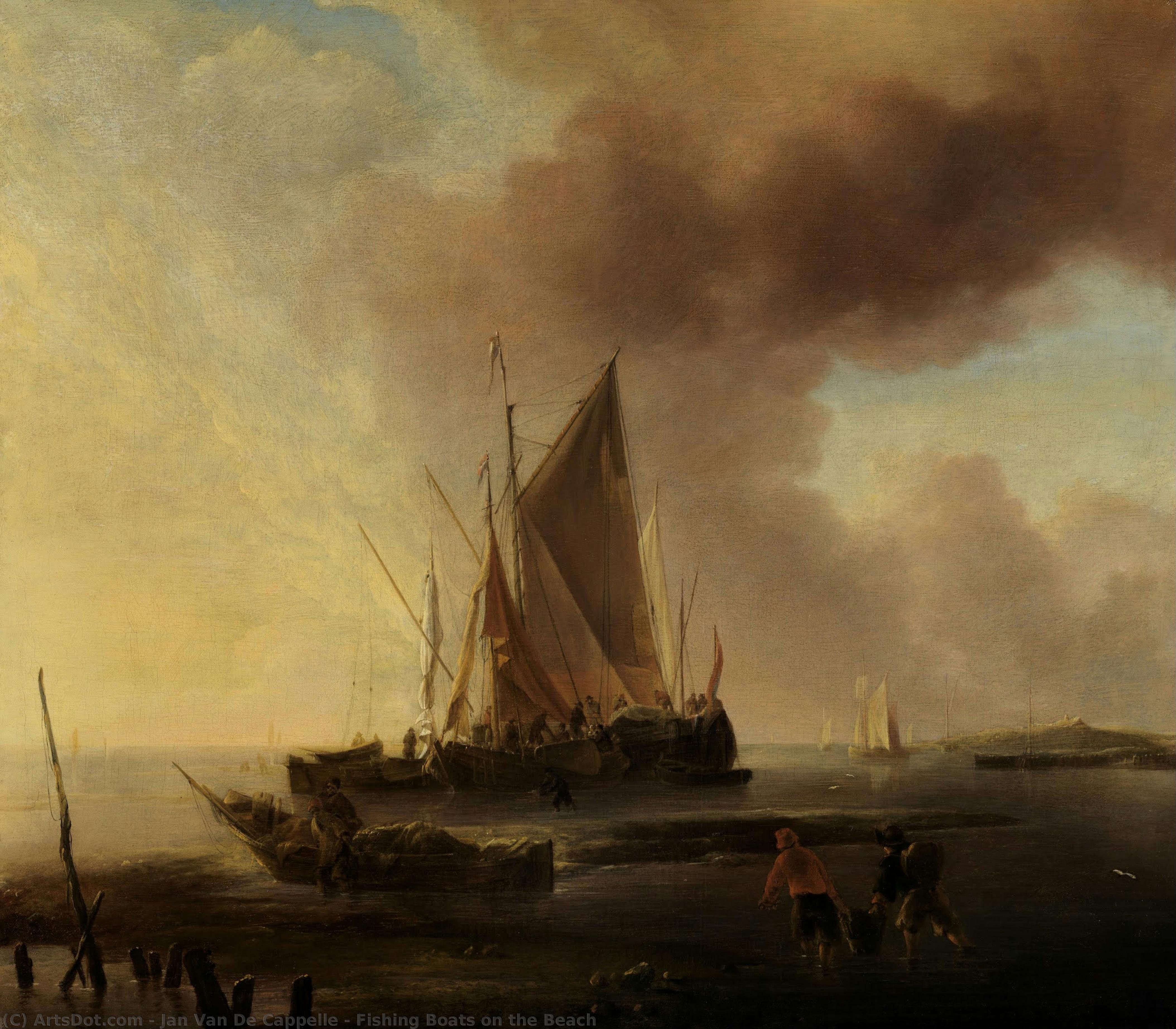 Fishing Boats On The Beach — Jan Van De Cappelle