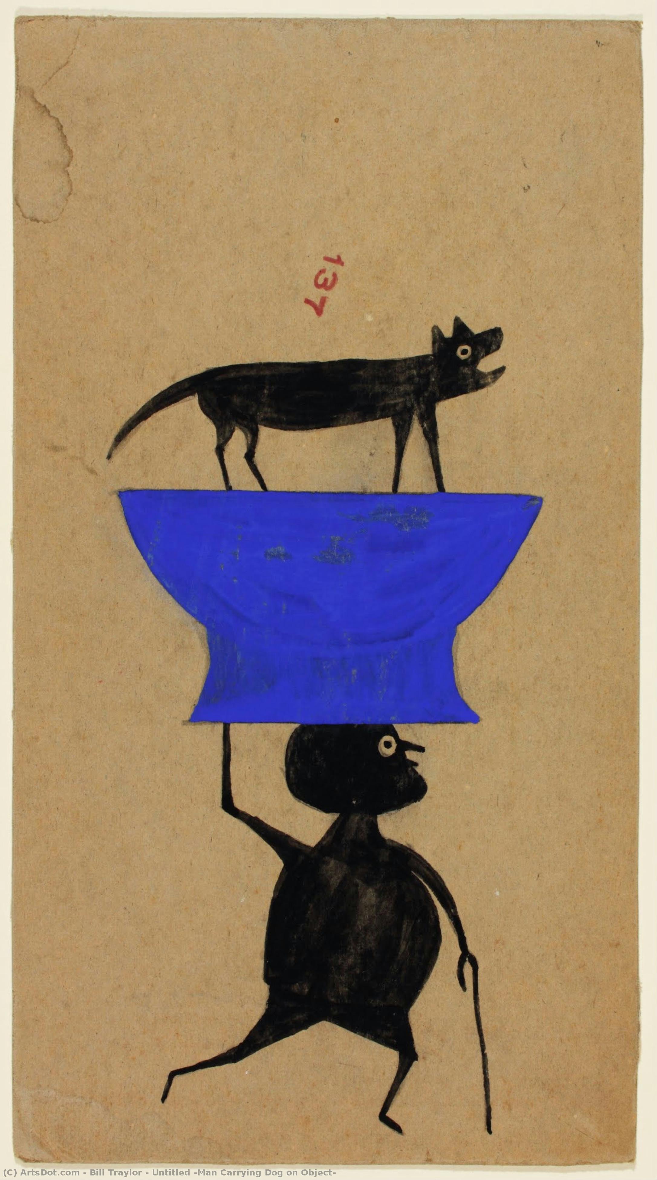 Untitled [man Carrying Dog On Object] — Bill Traylor
