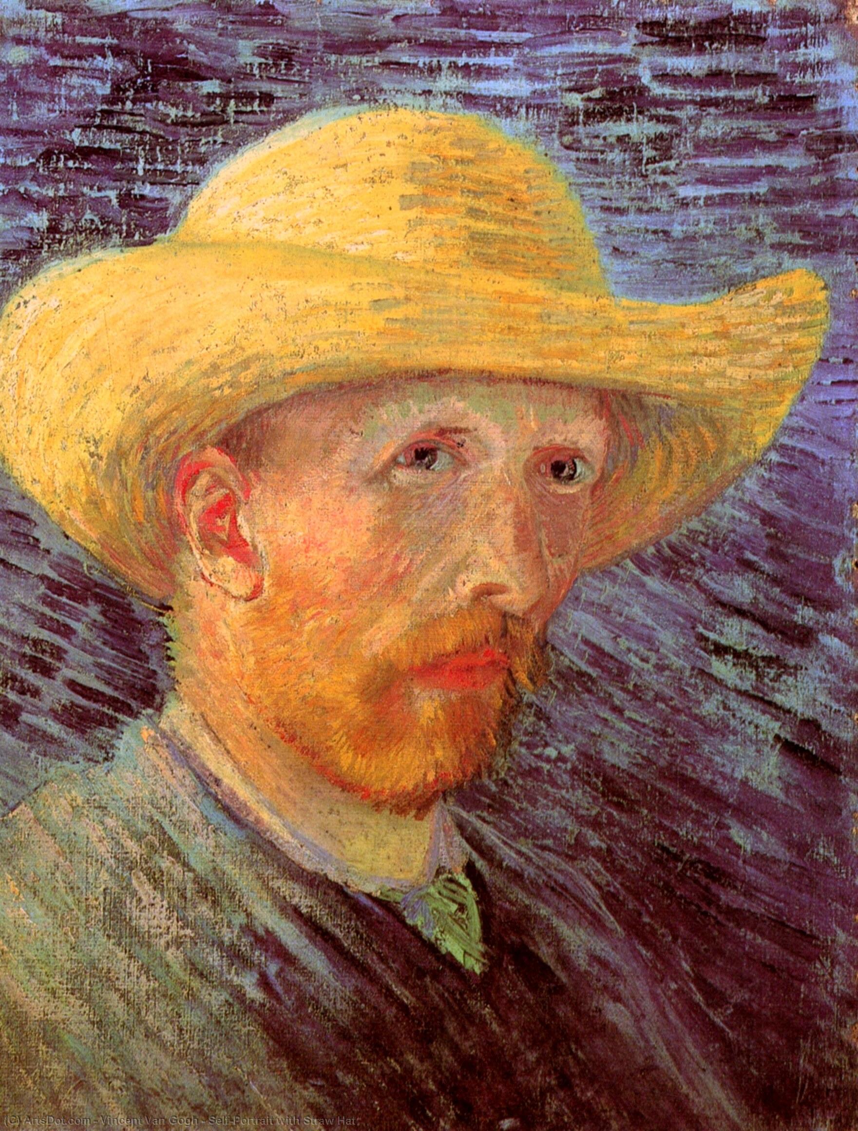 Self-portrait With Straw Hat — Vincent Willem Van Gogh